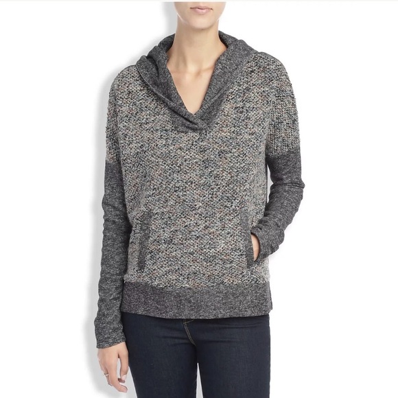 Lucky Brand Tops - Lucky Brand Gray Metallic Front Hoodie Sweatshirt